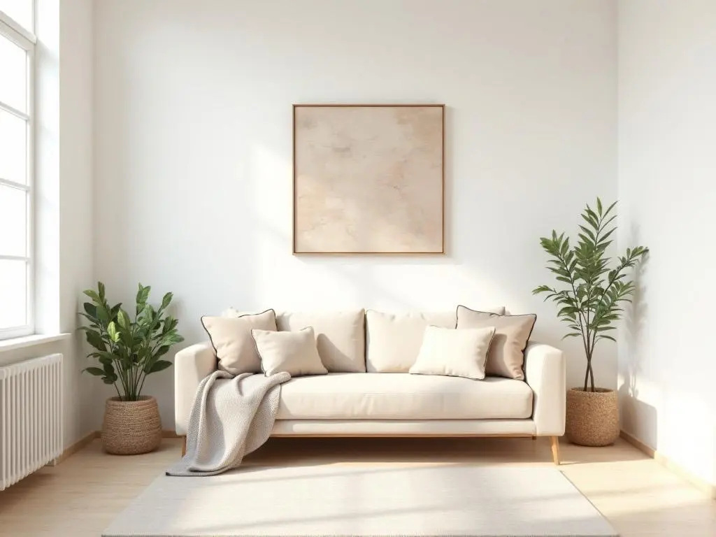 Sofá cama con cojines claros, diseño funcional ideal para ahorrar espacio en salones pequeños y ofrecer cama adicional para invitados